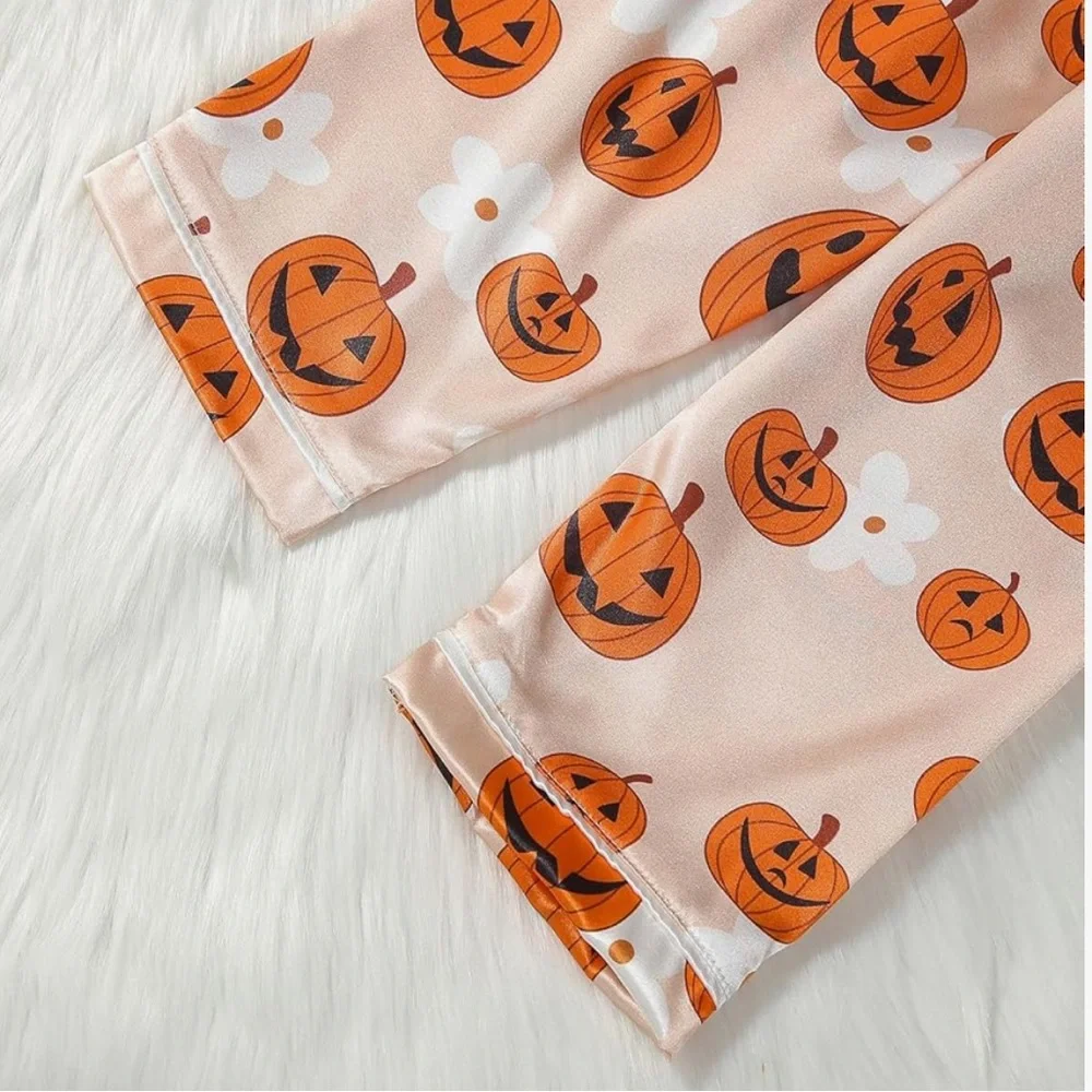 Kids Halloween Pumpkin Pajamas - Orange nwt 100 3 year old satin
